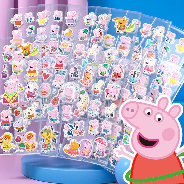 Miếng Dán 3D Hình Heo Peppa Pig Hoạt Hình Ba Chiều Dành Cho Trẻ Mẫu Giáo