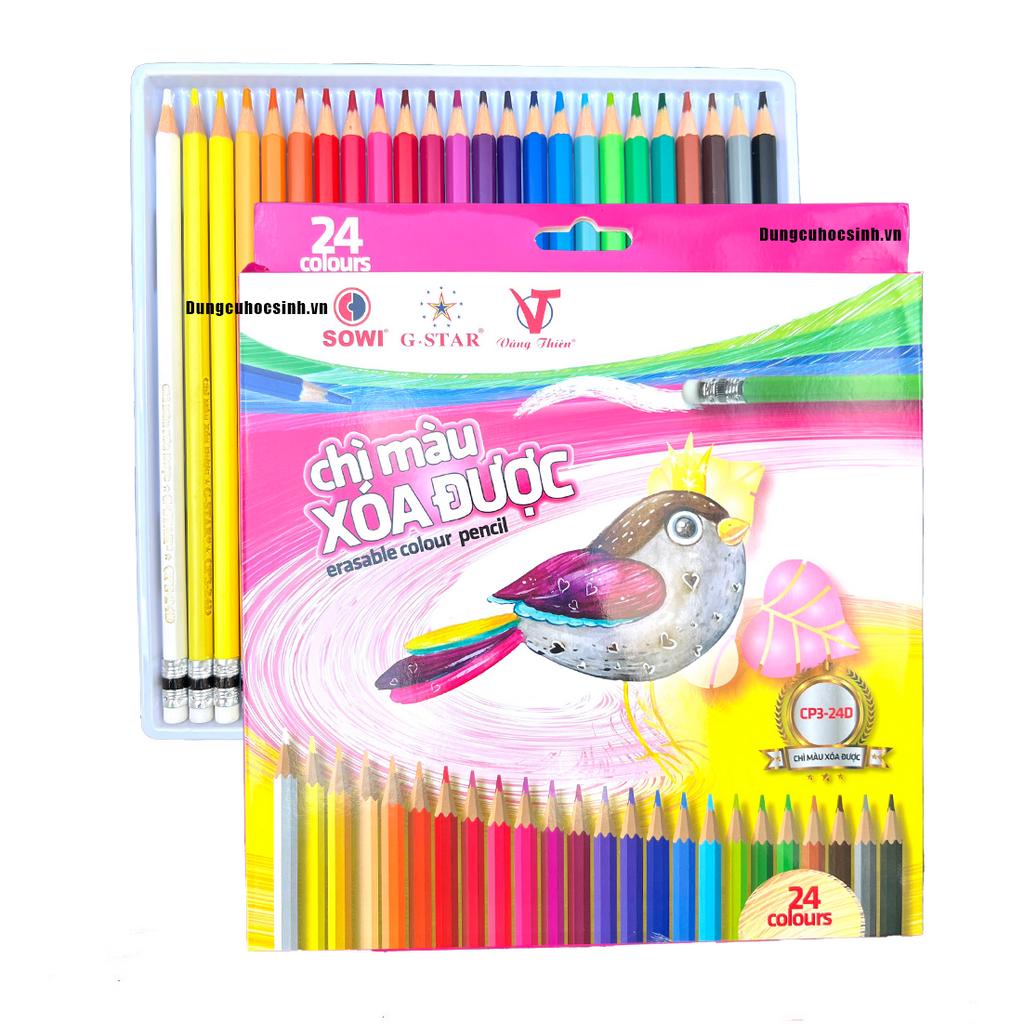 Hộp 24 Cây Chì Màu Xóa Được Loại Dài Gstar CP3-24D