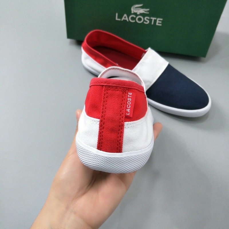 giày lười vải nam nữ đế phẳng hoạ tiết phối màu lacoste