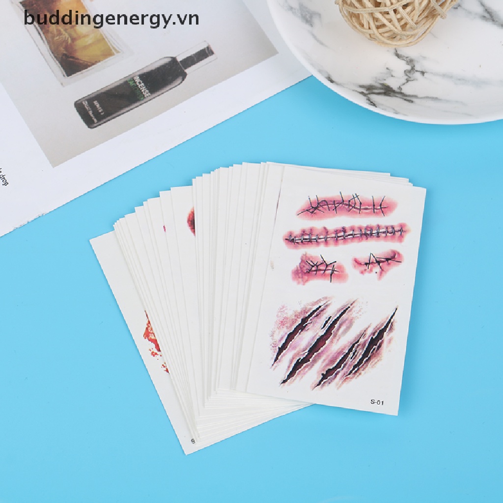 {BUDDI} Hình Dán Vết Thương Giả Máu Tạm Thời Hóa Trang Halloween Chống Thấm Nước {BUDDI}