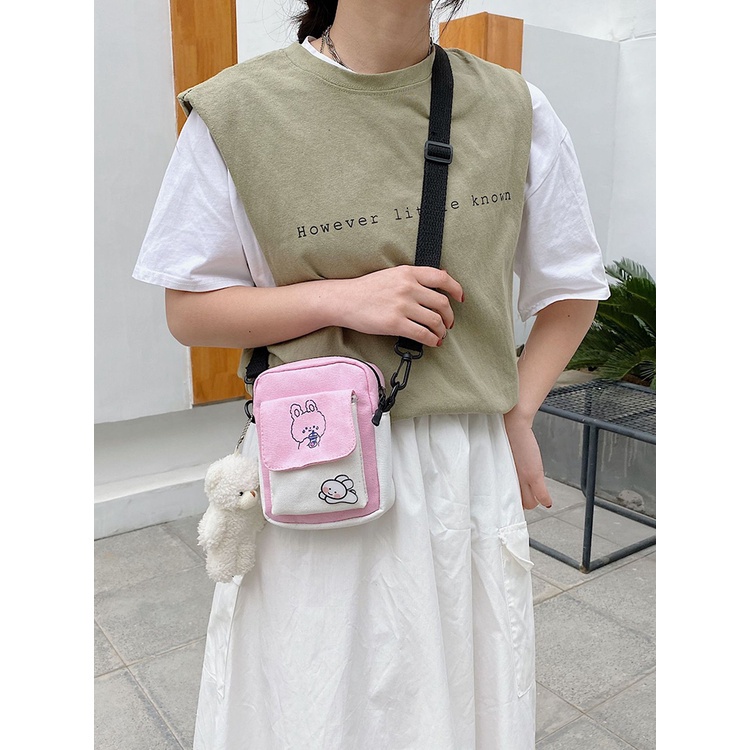 Túi Đeo Chéo mini Vải Canvas Dễ Thương Cho Nữ