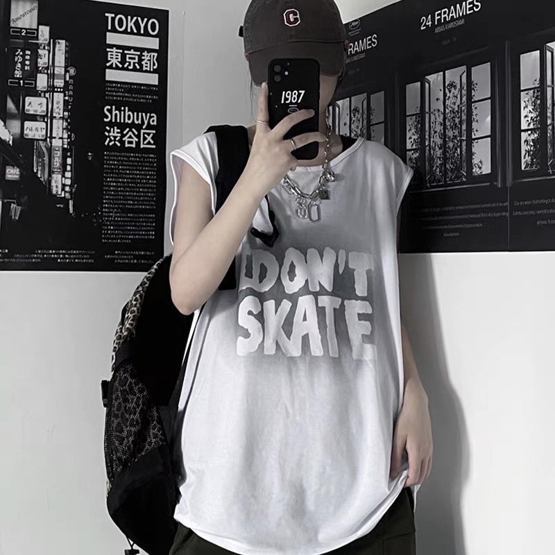 Jiashucheng Áo Thun Sát Nách Thể Thao Dáng Rộng Phong Cách Harajuku Thời Trang Mùa Hè Cho Nam Và Nữ