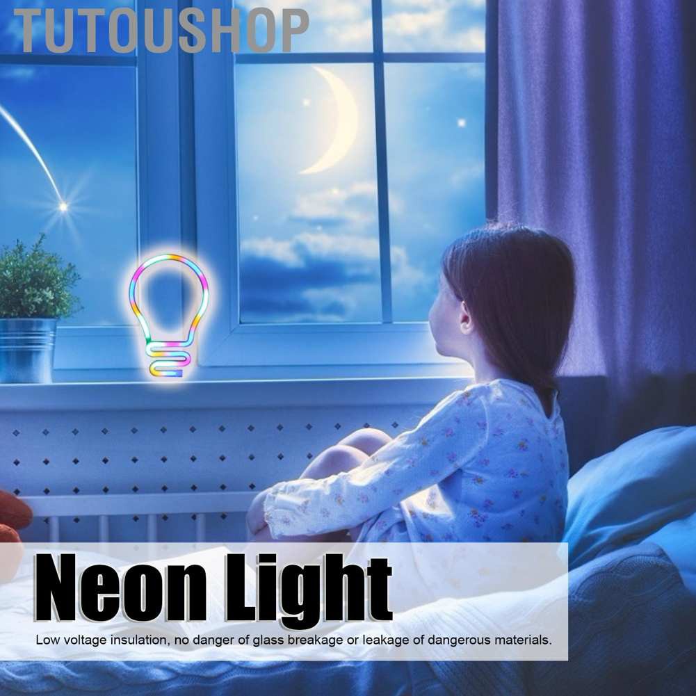 Tutoushop Bulb Shape Neon Light Colorful LED Sign for Bedroom Party Christmas Wedding USB/Battery Powered