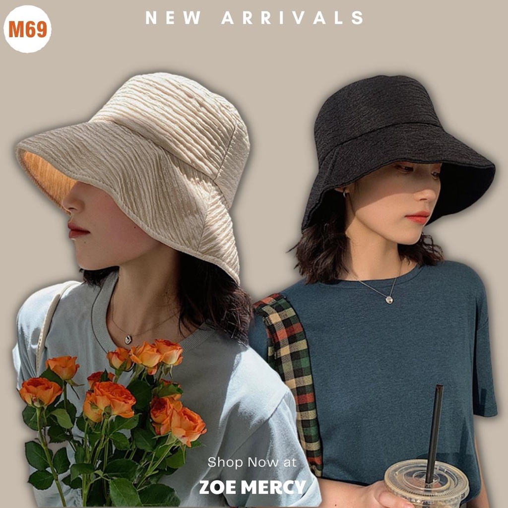 [SẴN]- Mũ nón bucket vải xô vành xòe chống nắng phong cách Ulzzang (M69)