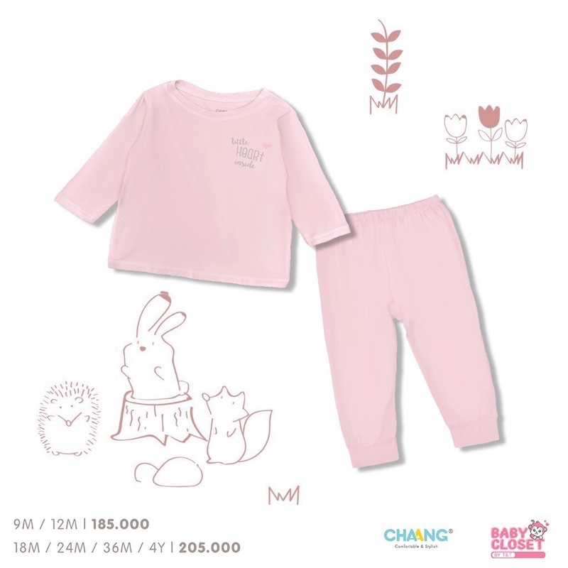 Bộ quần áo dài tay Chaang 6 màu size 3m-4y