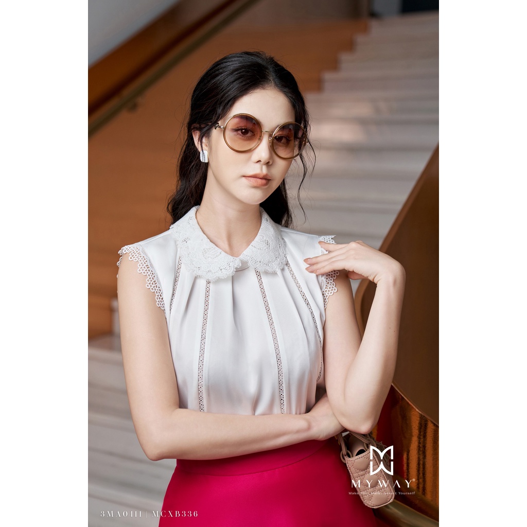 Áo Sơ Mi Nữ MY WAY Không Tay Phối Ren Sang Trọng 3MA0411