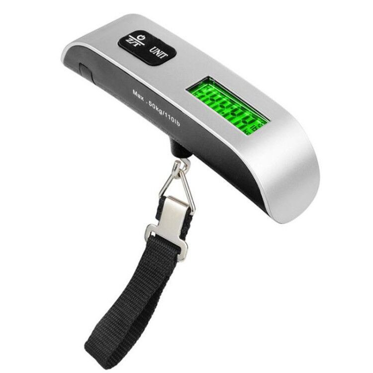 Cân điện tử cầm tay, cân hành lý sân bay, cân du lịch K-8 + pin (Max 50kg) có đo nhiệt độ - Electronic Luggage Scale