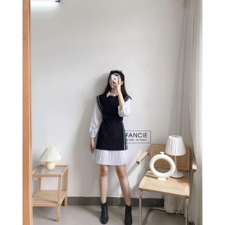 Set váy gile dạ ép