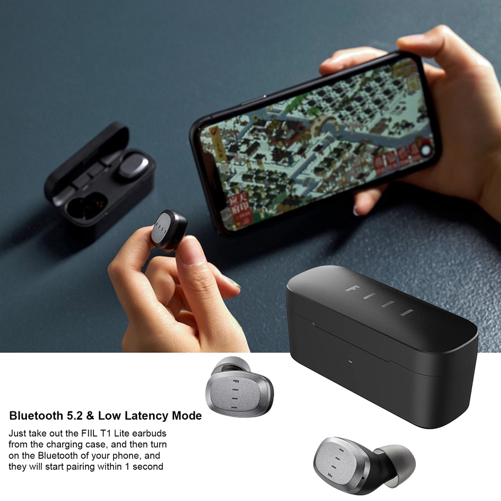 Tai nghe không dây Fiil T1 Lite Tws bluetooth 5.2 không thấm nước Ipx7 kèm mic