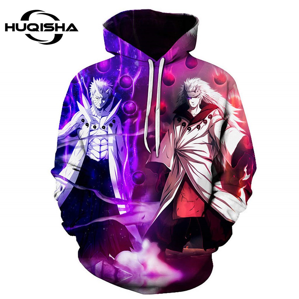 Áo khoác HUQISHA họa tiết Anime Naruto Sasuke Itachi Ninja 3D thời trang dành cho nam