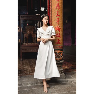 Isabella Dress | Đầm xẻ tà cổ bèo