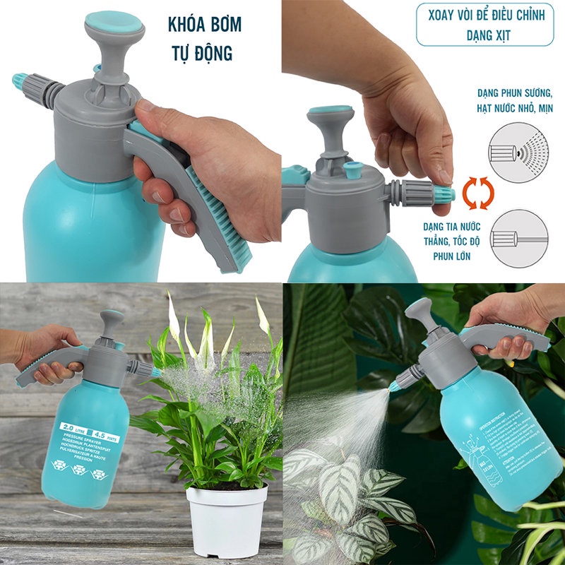 Bình Tưới Cây Phun Sương 2lit Cao Cấp 2 Chế Độ Phun, Cầm Tay Tiện Dụng