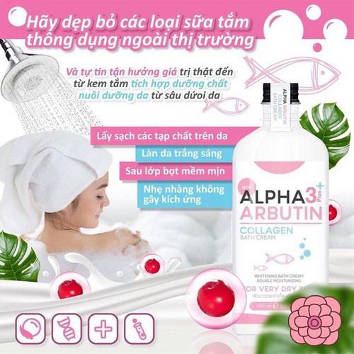 Sữa Tắm Trắng Da Alpha Arbutin 3+ Plus Collagen Bath Cream 450ml