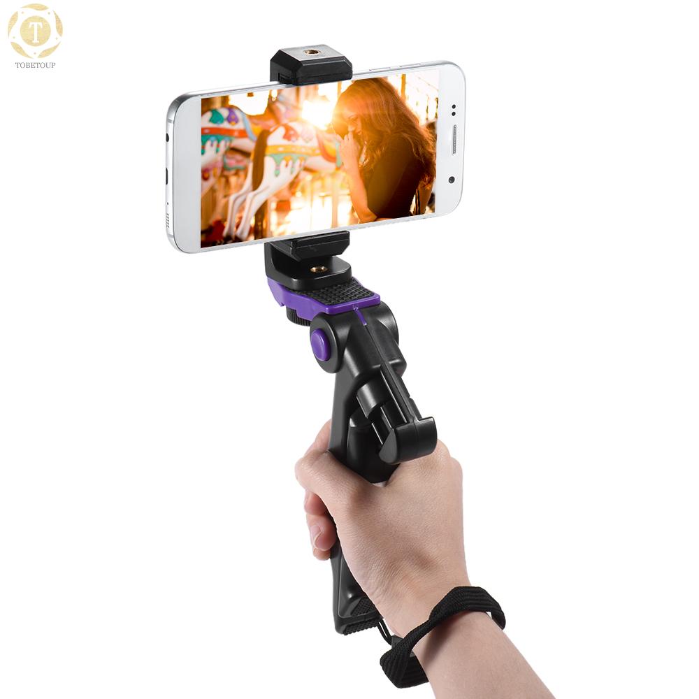 Shipped within 12 hours】 Universal Mini Phone Tripod Stand Handheld Grip Stabilizer with Adjustable Smartphone Clip Holder Bracket for iPhone 7 Plus/7/6/6 Plus/6s/ for Samsung Galaxy S7/S6 Stabilizer [TO]