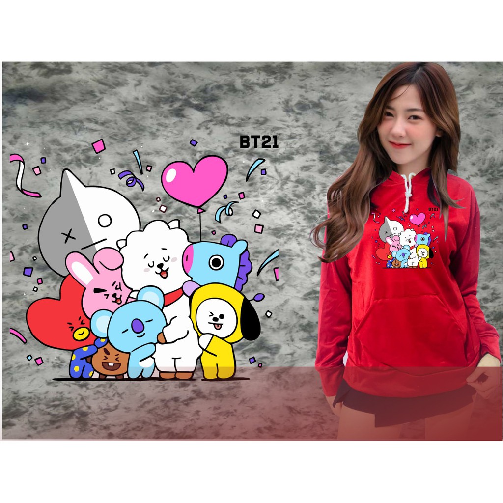 Áo Hoodie Họa Tiết Bt21 001 / Baby Terry Dễ Thương Cho Nữ