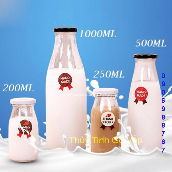 Chai thủy tinh nắp thiếc 1000ml, đựng sữa, sinh tố, nước ép trái cây. | BigBuy360 - bigbuy360.vn
