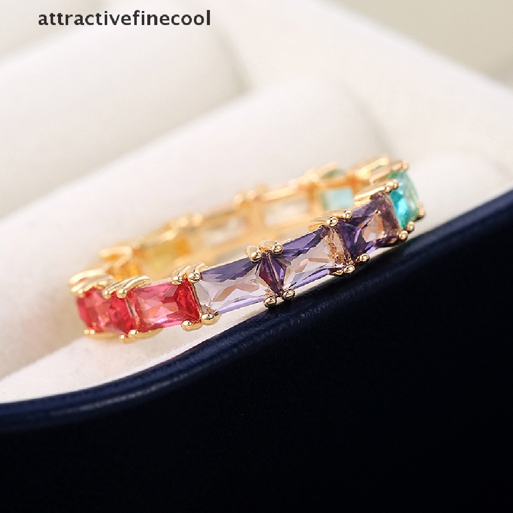 Acvn Nhẫn Đính Đá Zircon Khối Nhiều Màu Sắc Quà Tặng Kỷ Niệm Thời Trang Cho