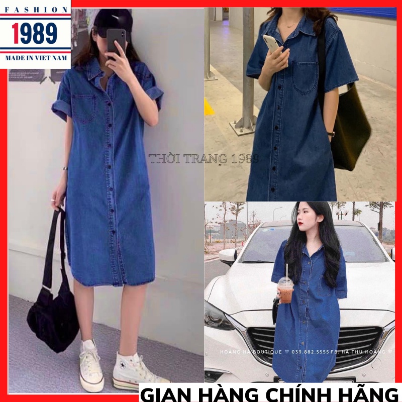 Váy jean suông dài, đầm bò suông dài, vải bò thấm hút mồ hôi phong cách trẻ trung ulzzang hàn quốcTHỜITRANG1989