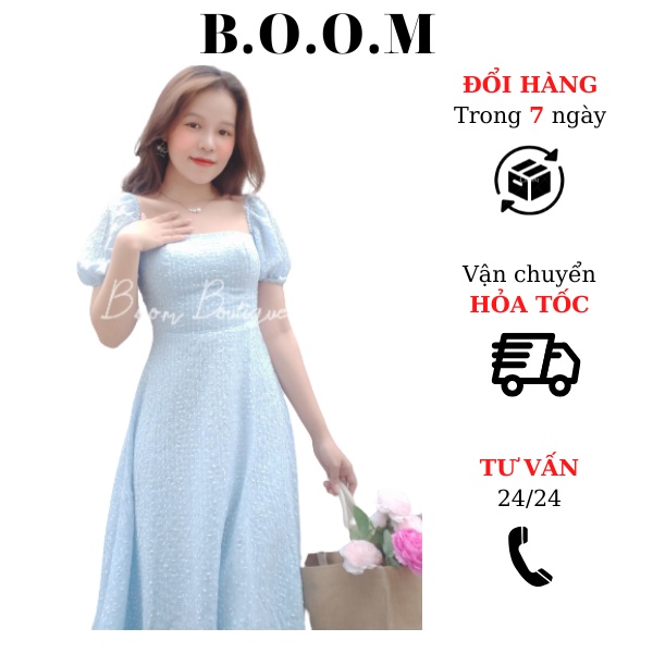 VÁY MIDI XANH REN BI CUTOUT KHOEN LƯNG  B.O.O.M
