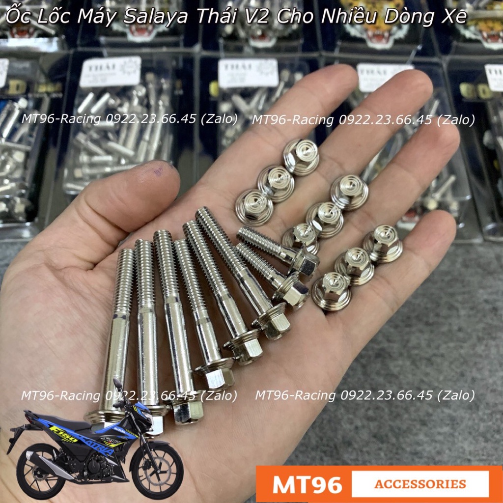 Ốc Lốc Máy Salaya V2 Thái Cho Satria 150 Chuẩn Inox304 Siêu Bóng Nét