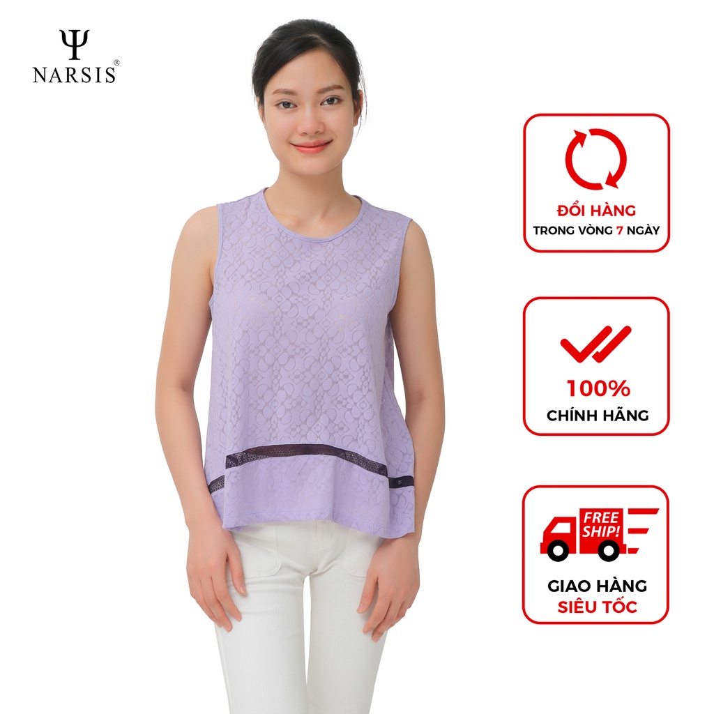 Áo hè nữ Narsis L9052 vải hoa màu tím