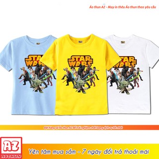 Áo thun trẻ em in hình Star War màu trắng vàng xanh biển M2627