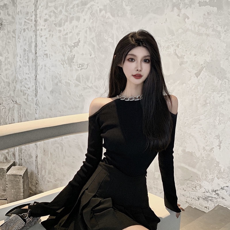 Áo thun COZOK tay dài trễ vai dáng ôm thời trang