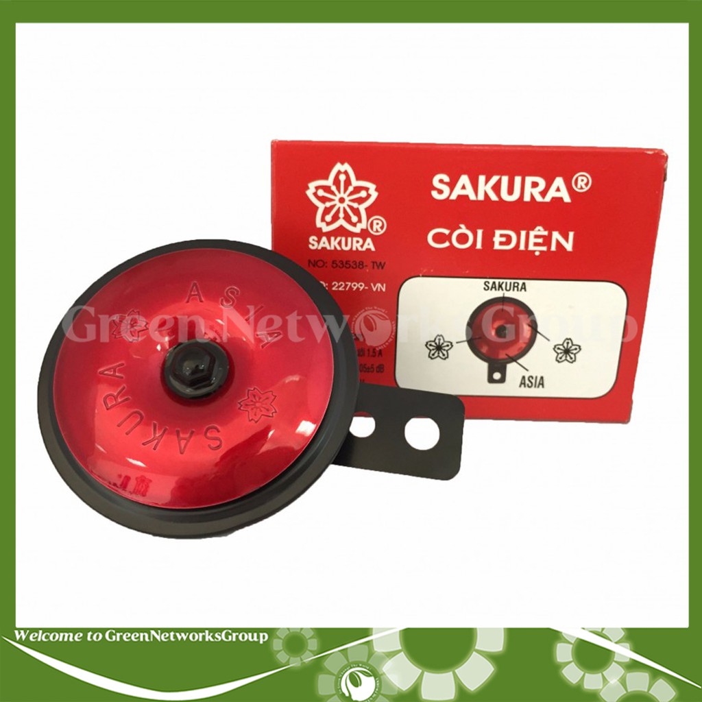 Còi Điện Sakura 12V 105dB 1.5A 82mm 2 chân gắn cho mọi loại xe Greennetworks