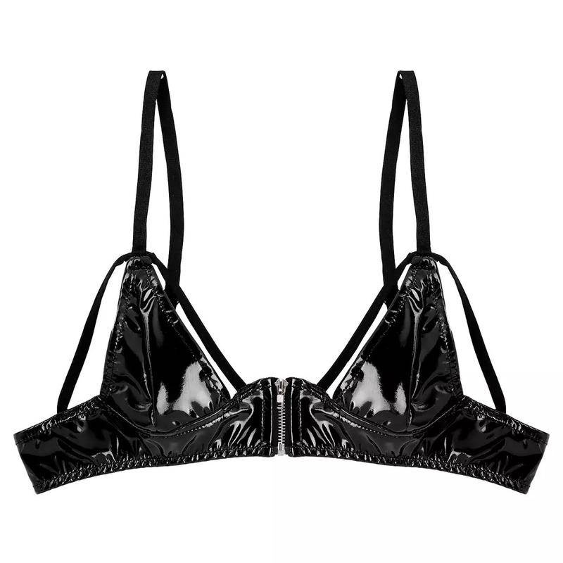 0046# Trang phục sân khấu áo ngực sexy bằng da sáng chế