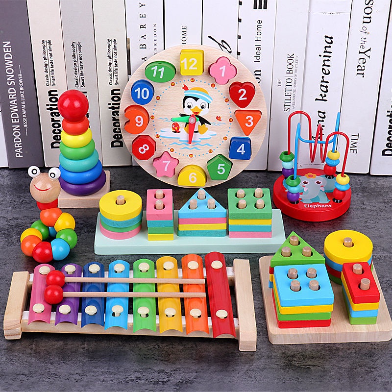 Đồ chơi giáo dục bằng gỗ cho trẻ em Khối xây dựng Montessori Đồ chơi học tập sớm cho bé