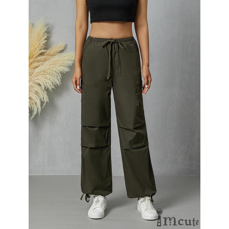 Quần Dài Nữ Ống Rộng Kiểu Dây Rút Màu Sắc Thời Trang Cá Tính