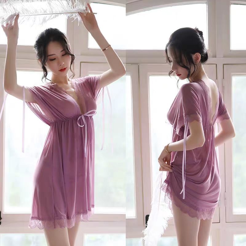 Đồ ngủ sexy Bigsize váy ngủ sexy gợi cảm đầm ngủ hở lưng voan kèm quần chip xuyên thấu quyến rũ dành cho nữ