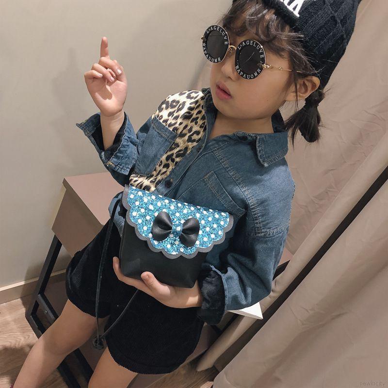 Túi xách đính nơ kim tuyến lấp lánh phong cách Hàn Quốc cho bé