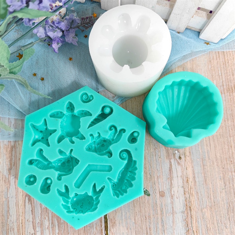 Khuôn Silicone Tạo Hình Làm Xà Phòng Hình Vỏ Sò/Bạch Tuộc DIY