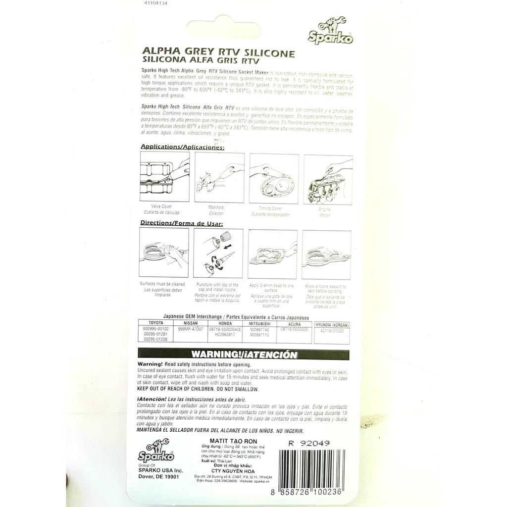 Keo thế ron Sparko xám Alpha Grey 85gr