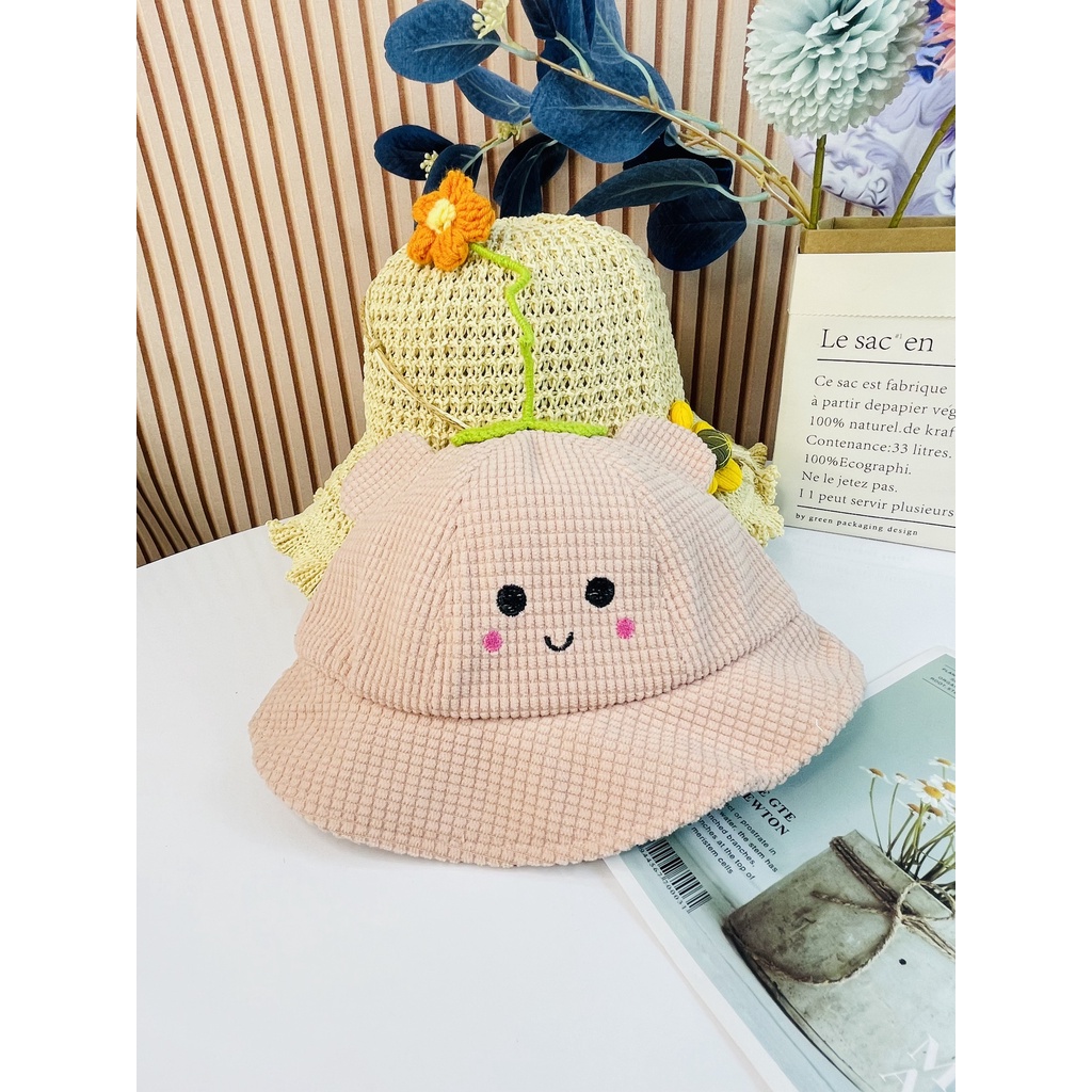 Mũ nón rộng vành đính hoa trên đầu siêu cute dành cho bé trai, bé gái - Hàng Quảng Châu (M26)