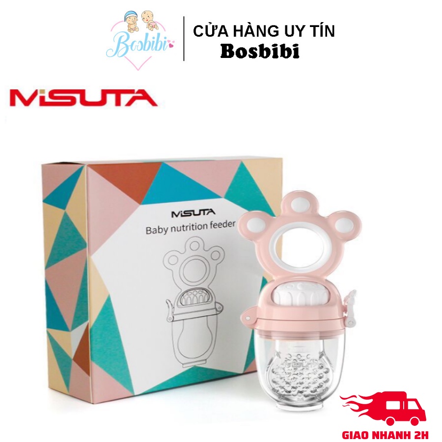 Túi nhai ăn dặm chống hóc Misuta an toàn cho bé gồm 1 túi nhai và 3 núm nhai