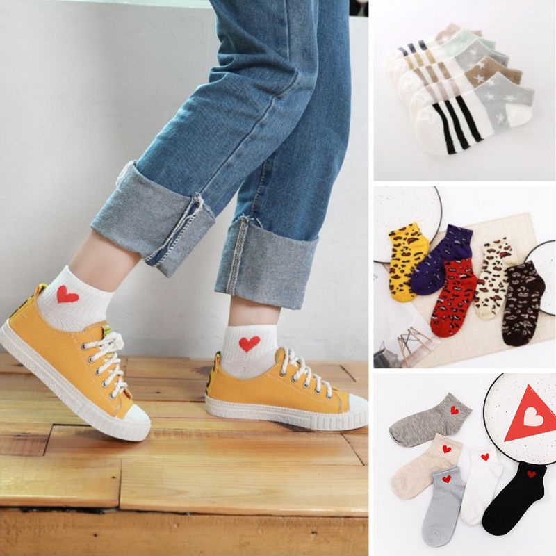 Vớ Cotton Cổ Thuyền 15 Kiểu Hàn Quốc Ngọt Ngào Chống Trượt Cho Nữ