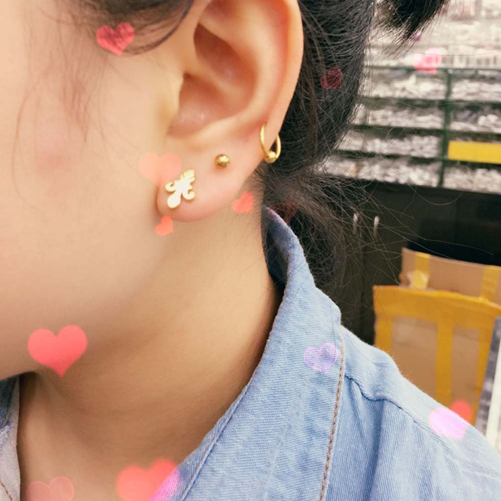 Bông Tai Thời Trang Hình Tròn Bằng Thép Không Gỉ Nhiều Màu 6mm / 8mm / 10mm / 12mm