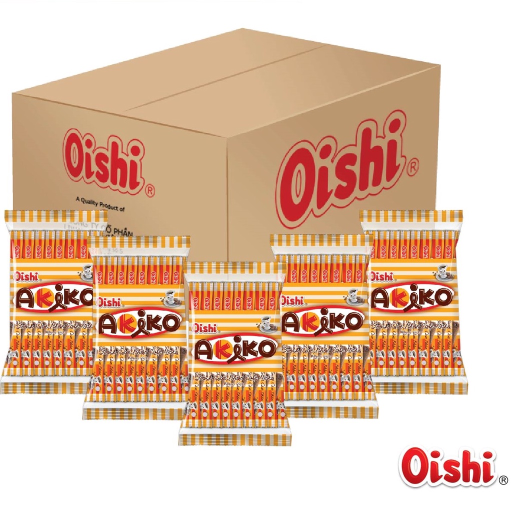 Combo 10 gói Oishi Snack Que Nhân Café Moka Akiko (160g/gói)