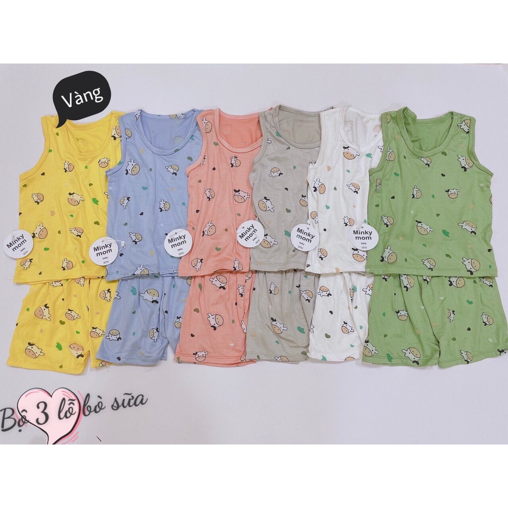 Bộ Ba Lỗ Bé Trai, Bé Gái Minky Mom Vải Thun Lạnh Hoạ Tiết Bò Sữa, Set 3 Lỗ Mặc Hè Cho Bé - AN.KID