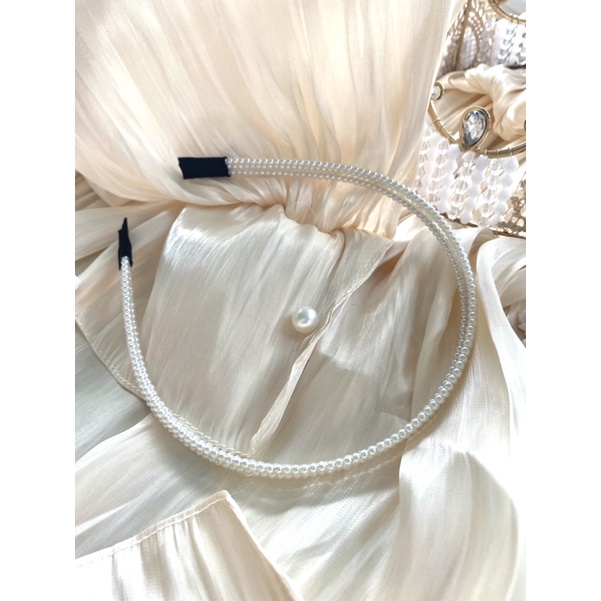Bờm cô dâu 3 lớp ngọc CAMEL màu trắng size nhỏ