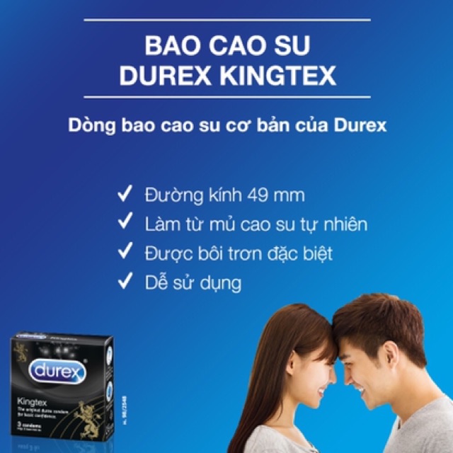 Bao cao su Durex Kingtex ôm sát 3 bao/hộp