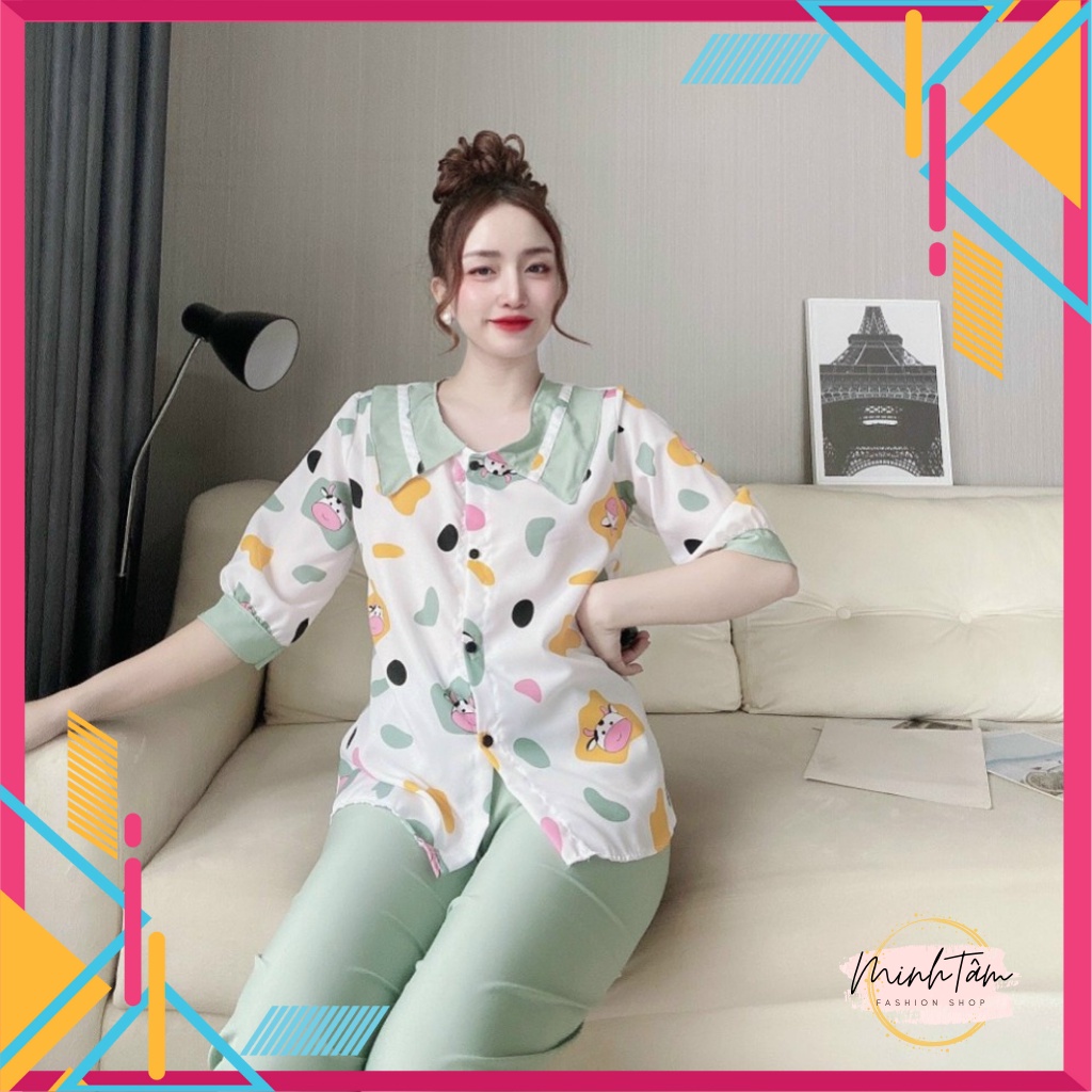 [Video+Ảnh thật] Đồ bộ nữ mặc nhà tiểu thư in hình dễ thương chất kate lụa mềm mịn | BigBuy360 - bigbuy360.vn