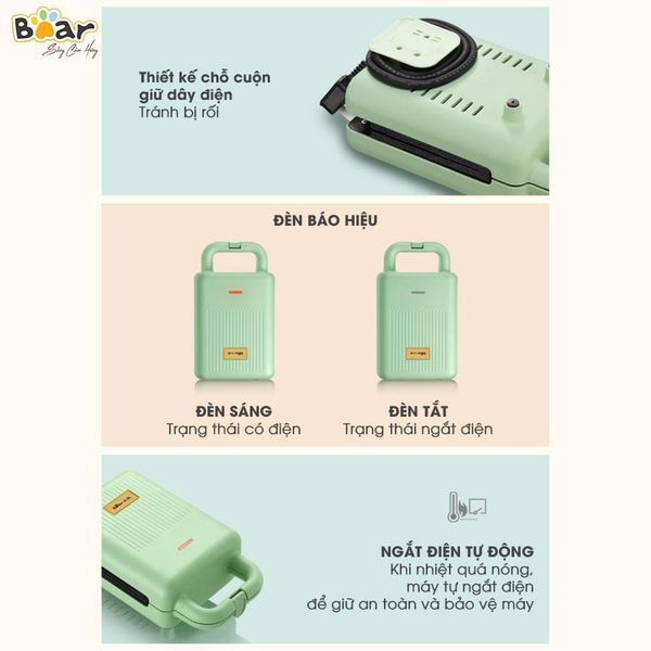 Máy Kẹp Nướng Bánh Sandwich/Waffle đa năng Bear DBC-P06N2