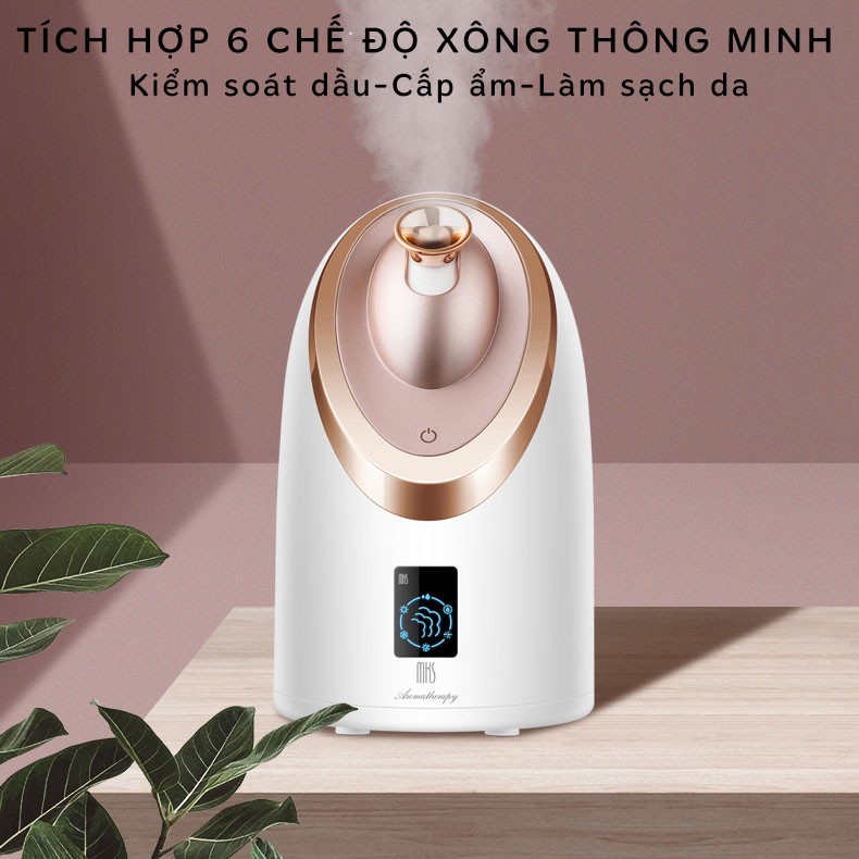 Máy Xông Hơi Mặt Nóng Lạnh Thông Minh Cao Cấp MKS-6 chế độ xông, công nghệ xông nano ion