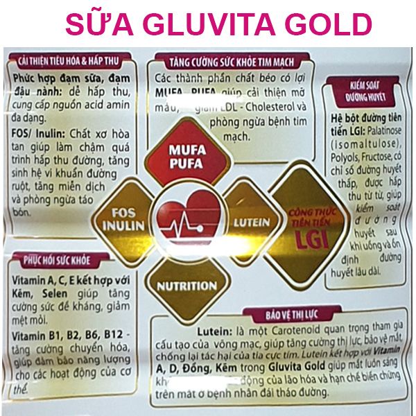 Sữa Gluvita gold 900g Dành cho người tiểu đường [Date mới]