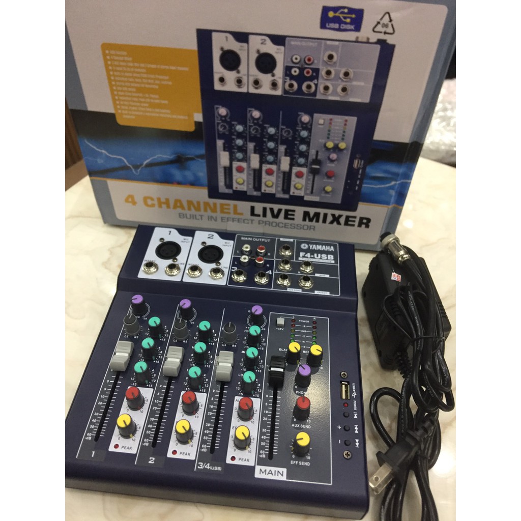 Bộ Trộn Âm Thanh Mixer Yamaha F4 USB Có Bluetooth, Tặng Giắc 6,5