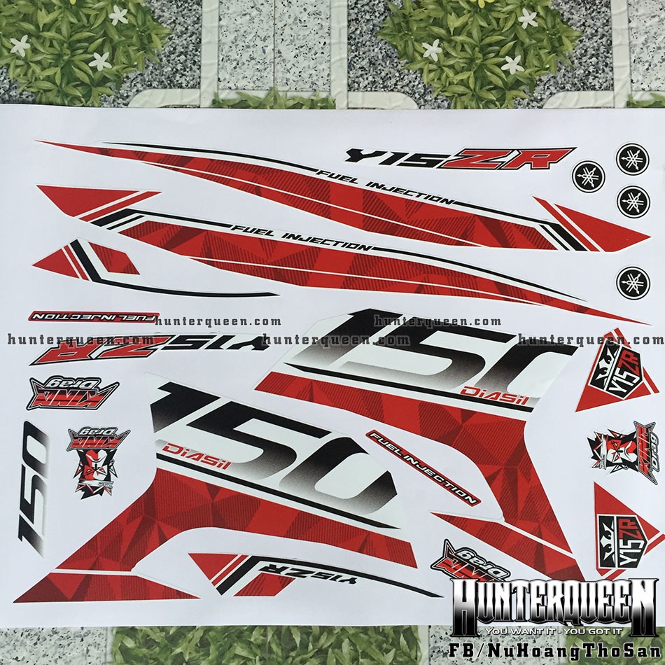 Tem rời dán xe Exciter 150 màu trắng. Y15ZR phiên bản tem Decal Nhám cực ngầu