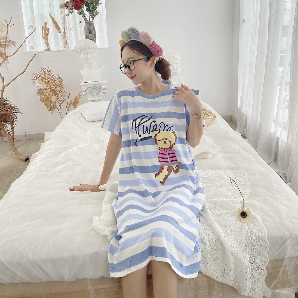 Đầm bầu - Váy mặc nhà -chất liệu cotton-mềm- mát -mịn (váy xuông cổ tròn )